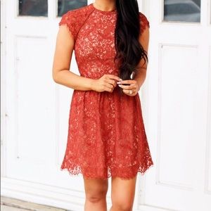 NWT StyleStalker Rust Lace Dress XS